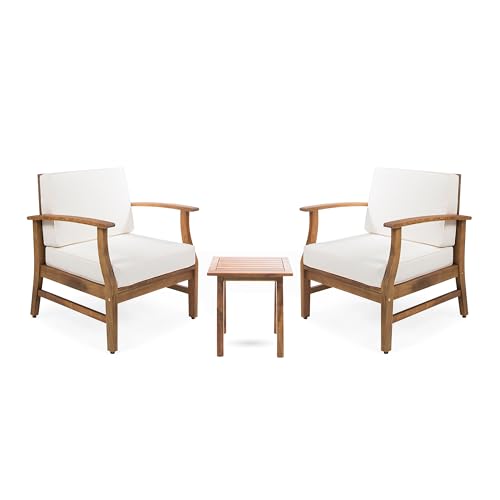 Christopher Knight Home Perla Outdoor 2 Seater Acacia Wood Bistro Set Teak + Cream