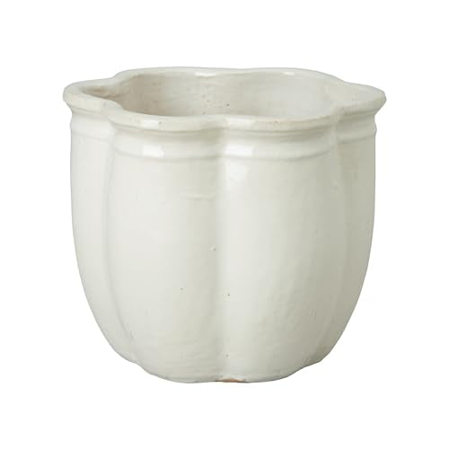 Emissary - Scalloped Planter Md, White 16x14 H