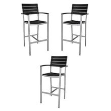 Home Square Aluminum Frame Patio Bar Arm Stool Set of 3 Black