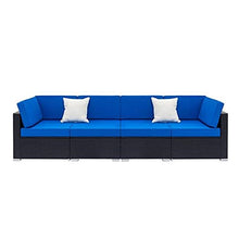 Patio Furniture Set Fully Equipped Weaving Rattan Sofa Set with 2pcs Corner Sofas & 2pcs Single Sofas - Woven Rattan