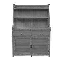 Seeheool Outdoor Table with Solid Wood, Storage Shelf for Patio Backyard Garden Pool Porch Lawn Gray