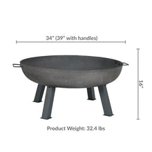 Sunnydaze Cast Iron Heavy Duty Large Fire Pit for Outside Wood Burning, 34"