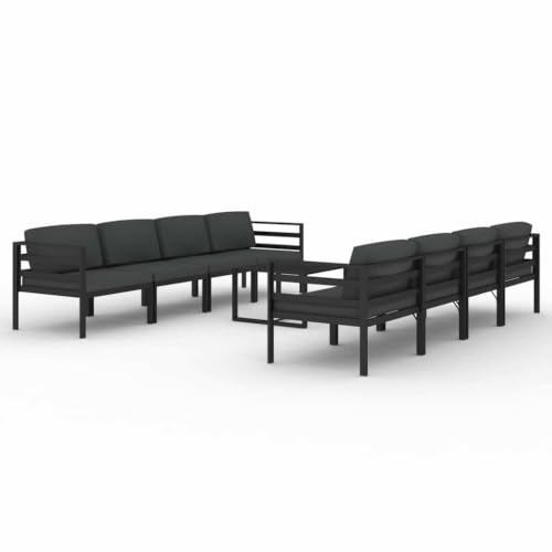 RJPLMFV 9 Piece Patio Lounge Set with Cushions Aluminum Anthracite
