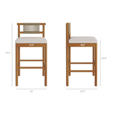 Modway Eleni 5-Piece Outdoor Teak Wood Bar Set in Natural Sail – 56 Inch Rectangular Patio Bar Table with 4 Bar Chairs