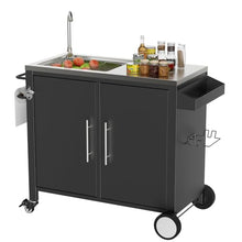 Spollowe Outdoor Grill Cart with Sink 304 Stainless Steel Table