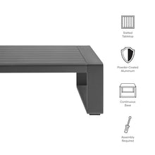 Modway Lirienne Aluminum Outdoor Coffee Table in Gray - 47 Inch Weather-Resistant Modern Rectangle Patio Table with Slatted Top