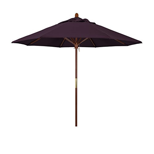 California Umbrella 9' Round Hardwood Frame Market Umbrella, Stainless Steel Hardware, Push Open, Pacifica Purple