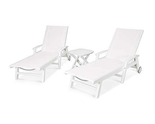 Polywood Coastal Chaise Set White/White Sling