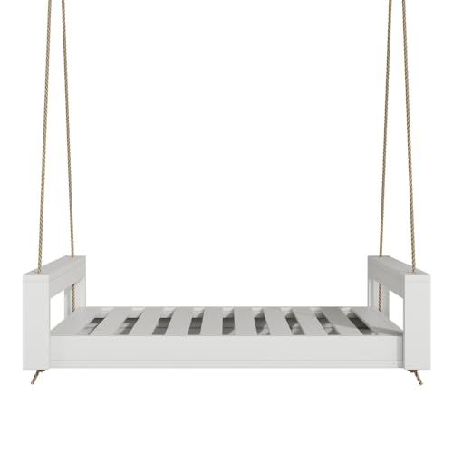 Amish Casual The Lancaster Amish Crafted Porch Daybed Swing, Made in The USA from Kiln Dried Pine (Twin, White Paint)
