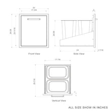 WHISTLER Large Size Stainless Steel Outdoor Kitchen Drawer with Double Trash Cans,BBQ Island Cabinet Storage Drawer Trash Bins, L 20" x W 25" x H 26"