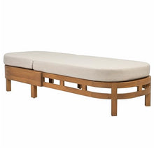 SAFAVIEH Outdoor Patio Furniture Collection – Kento Natural & Taupe Adjustable Outdoor Lounger, Solid Wood Chaise with Removable Cushions, Modern Patio Lounge Seating (PAT7103A)