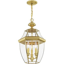 Livex Lighting 2355-02 3-Light Outdoor Hanging Lantern, Polished Brass