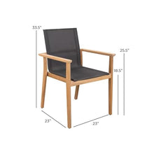 POVL Outdoor Menlo Stacking Sling Dining Armchair - Indonesian Grade A Teak, Weather Resistant Chair with Comfortable Seat for Patio, Deck, Garden & Balcony - Pack of 6