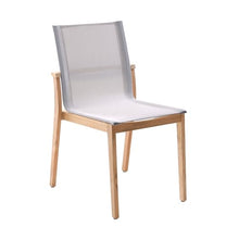 POVL Outdoor Menlo Teak Side Dining Chair — Pack of 6, Stackable Grade A Indonesian Teak & All-Weather Sling — Fully Assembled Mid-Century Modern Seating for Patio, Deck & Poolside (Winter)