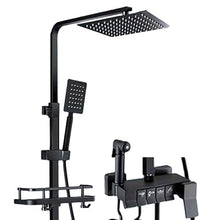 Matte Black Outdoor Shower Fixtures Shower with Rainfall Shower Head,3 Functions Hand Sprayer Exposed Shower