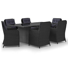 AJSEOYBS Outdoor Patio Set,Outdoor Garden Furniture,7 Piece Patio Dining Set Poly Rattan Black,for Deck, Patio, Garden, Poolside, Backyard