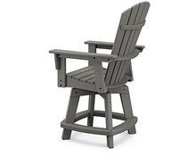 POLYWOOD® Nautical Curveback Adirondack Swivel Counter Chair in Mahogany