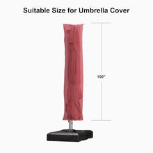 OROTLECT 12’ Round Lighted Patio Umbrella With Base And Umbrella Cover,Red