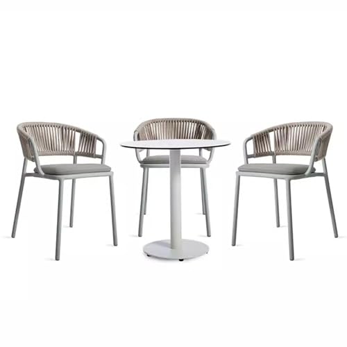 KPHYMOD 5 Piece Outdoor Patio Furniture Set with 3 Chairs and Imitation Marble Table, Patio Dining Set for Deck Beach Yard