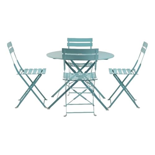 Carolina Classic 36" Round Bistro Table 5pc Set with 4 Chairs in Teal