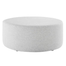 Outdoor Escape Gray Round Woven Fabric Upholstered Ottoman, 38-Inch Diameter, Durable and Stylish, Perfect for Patio Living Spaces