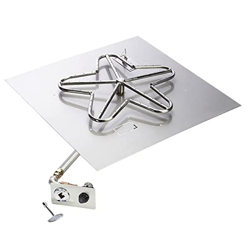 HPC Fire Spark Ignition Fire Pit Burner Kit (PENTA24-FPK-SQ-NG), 24x24-Inch Square Flat Pan, Natural Gas