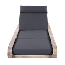 Merax 2 Piece White Finish Acacia Wood Chaise Lounge - 2 Pcs Frame + 2 Pcs 4" 4-Fold Dark Grey Water-Resistant Cushion, 400lbs Capacity, Adjustable Outdoor Recliner for Patio Poolside Backyard