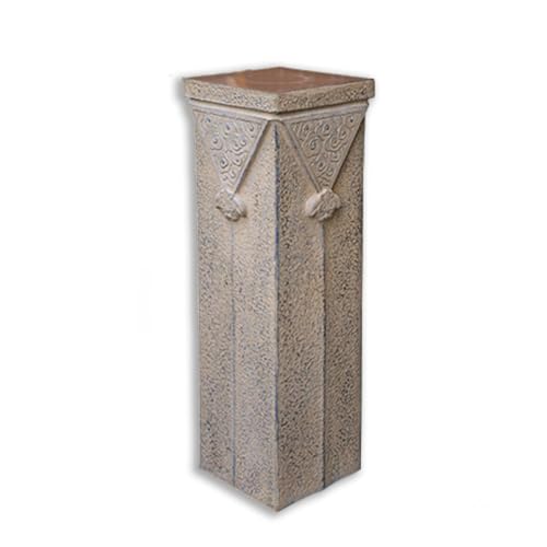 ARCVOX Xiangyun Decorative Column Stand, Garden Plant Pedestal, Asian Home Decor Antique Stone Look, Traditional Pillar Sculpture Display(Size L)