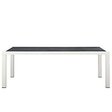 Modway Stance 91" Outdoor Patio Modern Spray Stone Glass Aluminum Dining Table in White Gray