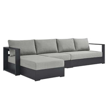 Modway Tahoe Modular Aluminum 3-Piece Outdoor Patio Furniture Gray, Left-Facing Sectional Sofa Set with Weather-Resistant Cushions, Ideal for Deck, Backyard, Poolside