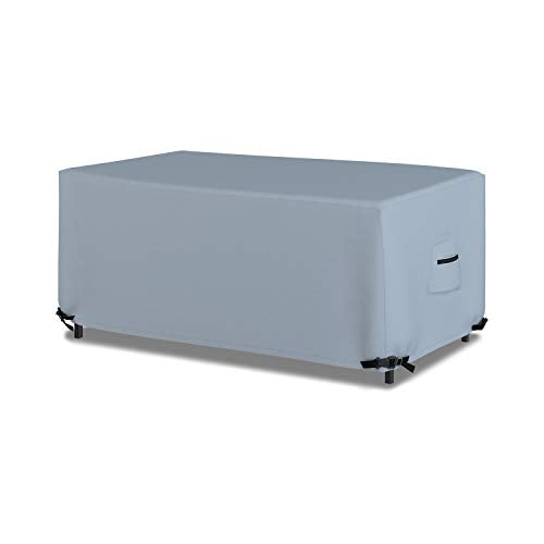 Covers & All Rectangular/Oval Outdoor Table Cover 18 Oz Waterproof - Rectangle Table Cover with 100% Weather Resistant - with Air Pocket and Drawstrap for Snug Fit (108" W x 50" D x 24" H, Grey)
