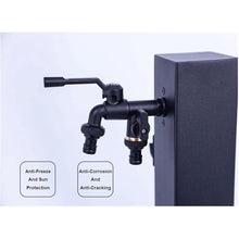 PUCNHZYNW Black Freestanding Garden Water Column with 2 Double Outlet Faucet Hose Stand 304 Stainless Steel Outdoor Antifreeze Faucet Water Tap