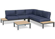 Elba Aluminum 4-Piece Corner Set With Teak Accents (Spectrum Indigo)