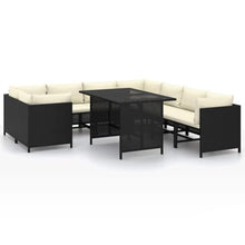 HNSMFPRE 9 Piece Poly Rattan Patio Lounge Set with Cushions, Modular Outdoor Seating Set with Removable Washable Cushion Covers, Powder-Coated Steel Frame for Patio Garden