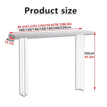 DESALAI White Solid Wood Bar Table, Rectangular Industrial Counter Height Outdoor Table for Bistro Cafe Home, Rustic Acrylic Base, No Stools Included(L86.6*W15.7*H41.3in)