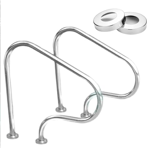 Pool Grab Bars 3-Bend Swimming Pool Handrail 31.5" X 31.5" Stainless Steel Silver Stair Railing 1PCS / 2PCS,Home Non-Slip Pool Safety Water Hand Rail