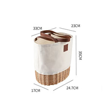 ASWRTYJO Japanese-style Fabric Wicker Storage Basket Rattan Picnic Basket Outdoor Party Storage Food Snacks Picnic Basket(E)