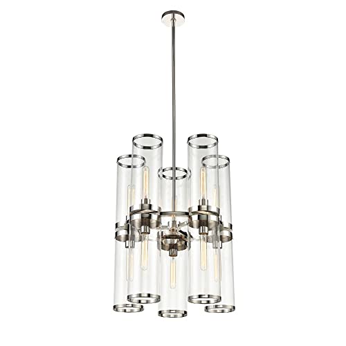 Alora CH311655PNCG Revolve II Chandelier, Clear Glass/Polished Nickel