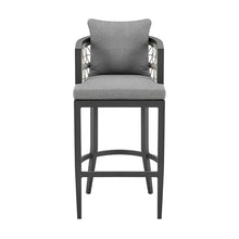 HomeRoots 40" Gray Metal Outdoor Bar Height Chair with Footrest Grey