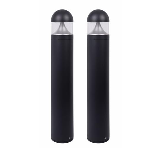 Solus Rounded LED Bollard Path Light – 20W Integrated LED, 1400 Lumens – 3000K or 4000K CCT – Modern Outdoor Light, ETL Listed – Black or Bronze Finish (Black, 4000K / 2 Pack)