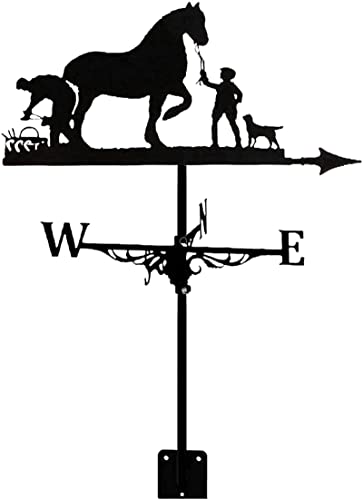 Weathervane Farm with Roof Mount Weathercock Wind Direction Indicator Retro Metal Weather Vane Garden Creative Wind Vane Stainless Steel Home Decor Ornament Gift (Style 2) (Style 1)