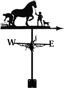 Weathervane Farm with Roof Mount Weathercock Wind Direction Indicator Retro Metal Weather Vane Garden Creative Wind Vane Stainless Steel Home Decor Ornament Gift (Style 2) (Style 1)