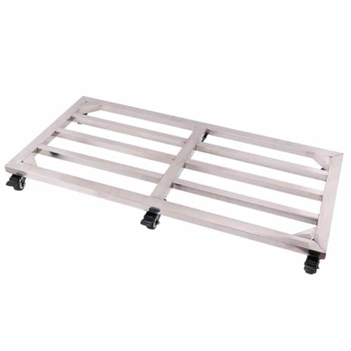 Dalumian Rolling Plant Caddy, Heavy Duty Plants Stand with Lockable Caster, Indoor Outdoor Plants Saucer Tray, 661 Lbs, Stainless Steel Metal Flower Pot Rack (Sliver)(50 * 110cm)
