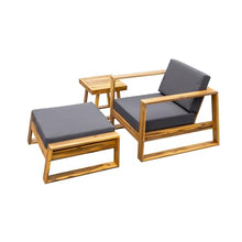 Finca ancha Patio Furniture Set with Small Outdoor Table, Versatile Patio Bar Set w/Sillas para Balcon, Durable Acacia Wood Frame, Sillas para Patio Exterior for Garden or Poolside (Natural+Grey)