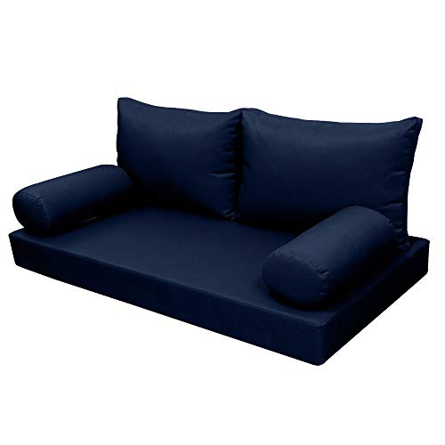 Prolinemax Style2 Full Size 5PC Knife Edge Outdoor Daybed Mattress Cushion Bolster Pillow Set Blue
