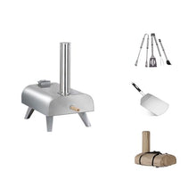 Yioryo Pizza Ovens, 12 Inch Pizza Oven Cooking Wood Fired Pizza Maker Portable Stainless Steel Pizza Grill, Wood Pellet, Silver Portable Party Use(Package Configuration)