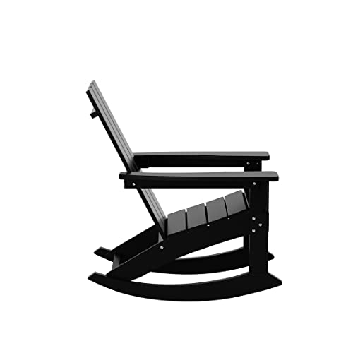 WestinTrends Ashore 5 Piece Patio Rocking Chair Set Black
