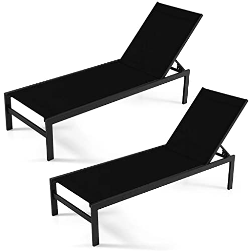 TEOYETTSF 2 Piece Recliner Chair Aluminium Adjustable Black