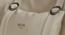 Mern Living Leather Folding Chair - Luxury Papasan Chair, Sling Accent Chair, Round Saucer Chair for Patio, Garden, Beach, Living Rooms and Bedrooms, Modern Furniture (Faux Leather, Off White)