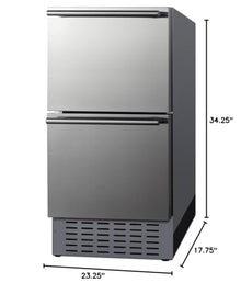 Summit 18” Two Drawer Refrigerator, Stainless Steel,- ADRD18H34